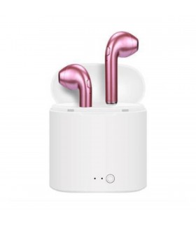 Auriculares Bluetooth i7 Rosas con estuche de carga