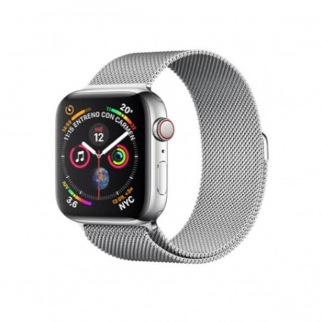 Apple Watch Series 4 GPS+Cellular 44 mm Plata con correa de Acero Inoxidable y pulsera Milanese Loop MTX12TY/A
