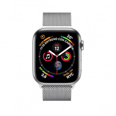 Apple Watch Series 4 GPS+Cellular 44 mm Plata con correa de Acero Inoxidable y pulsera Milanese Loop MTX12TY/A