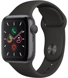 Apple Watch Series 5 GPS, Caja 44mm Aluminio Gris Espacial y correa deportiva negra