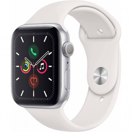 Apple Watch Series 5 GPS + Celular, Caja 44mm Aluminio Plata y correa deportiva blanca MWWC2TY/A