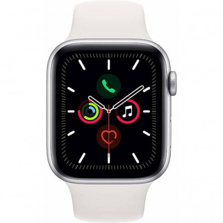 Apple Watch Series 5 GPS + Celular, Caja 44mm Aluminio Plata y correa deportiva blanca MWWC2TY/A