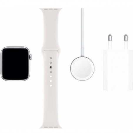 Apple Watch Series 5 GPS + Celular, Caja 44mm Aluminio Plata y correa deportiva blanca MWWC2TY/A
