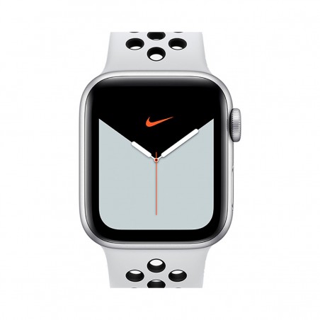 Apple Watch Series 5 Nike GPS + Cellular, Caja 40mm Aluminio Plata y Correa Deportiva Platino Puro/Negro MX3C2TY/A