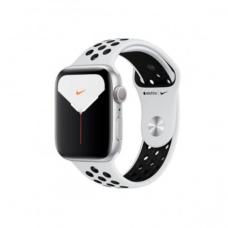 Apple Watch Series 5 Nike GPS, Caja 44mm Aluminio Plata y correa deportiva platino puro/negro MX3V2TY/A