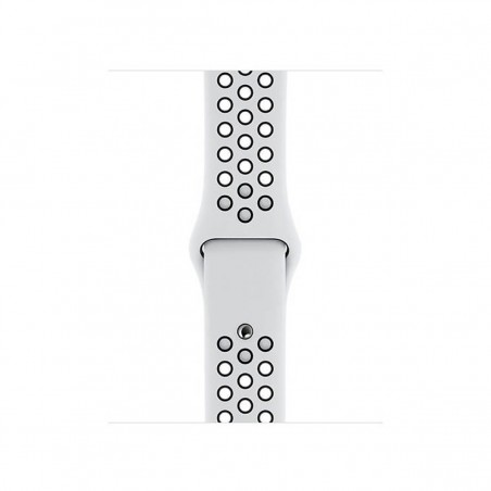 Apple Watch Series 5 Nike GPS, Caja 44mm Aluminio Plata y correa deportiva platino puro/negro MX3V2TY/A