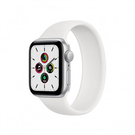 Apple Watch SE (GPS), 40mm Aluminio Plata y correa deportiva Blanca