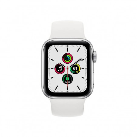 Apple Watch SE (GPS), 40mm Aluminio Plata y correa deportiva Blanca
