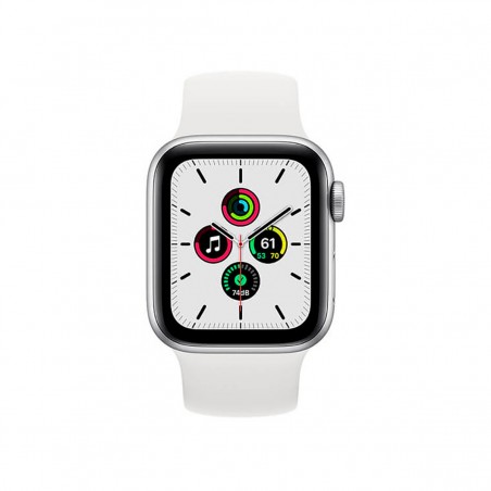 Apple Watch SE (GPS), 44 mm Aluminio Plata y correa deportiva Blanca