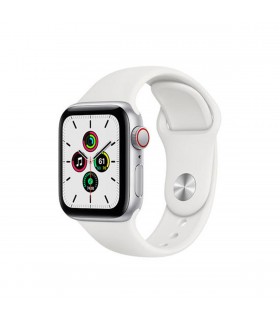 Apple Watch SE (GPS + Cellular), 40mm Aluminio Plata y correa deportiva Blanca