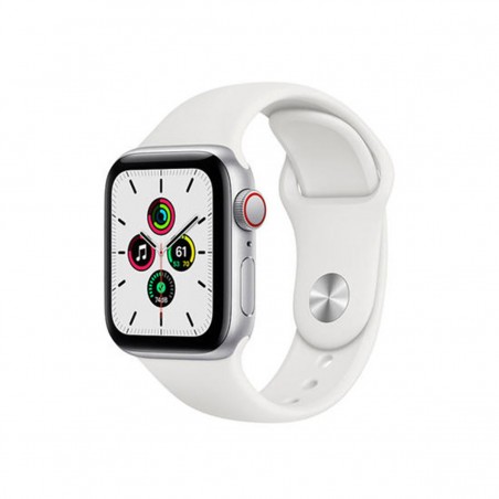 Apple Watch SE (GPS + Cellular), 40mm Aluminio Plata y correa deportiva Blanca