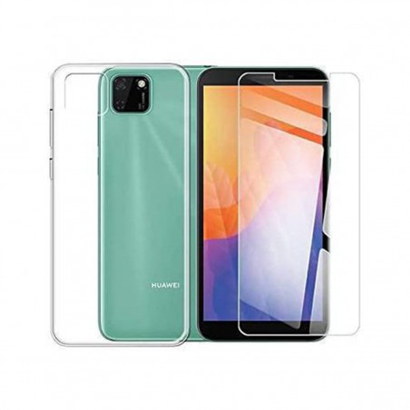Protector Huawei Y5p Cristal Templado + Funda Silicona Transparente