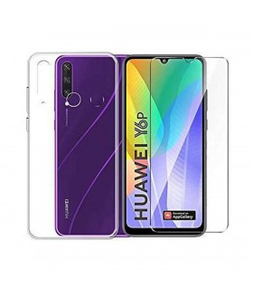 Protector Huawei Y6p Cristal Templado + Funda Silicona Transparente