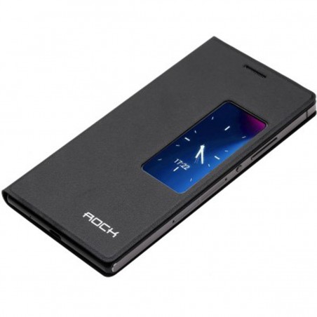 Funda de piel tipo libro con ventana ROCKFEAP7B negra