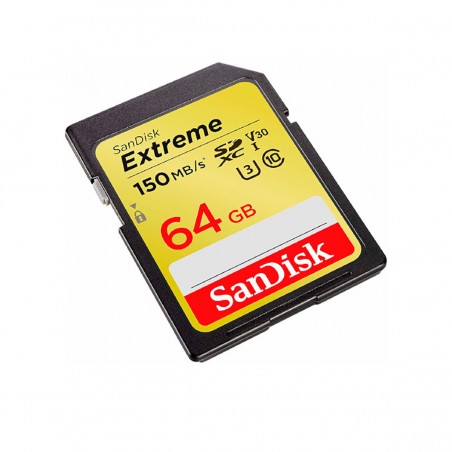 SanDisk Extreme 64GB SDXC - Tarjeta de memoria 150MB/s, Class 10, U3, V30