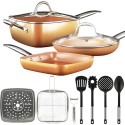 Set Sartenes Copper Pan 12 pzs, Antiadherente, Cerámica, Revestimiento Cobre Alta Calidad,
