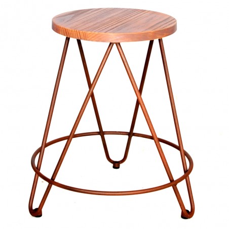 TABURETE BAJO METAL Y MADERA CAREME