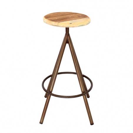 TABURETE ALTO DE METAL Y MADERA SQUARE