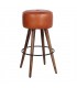 TABURETE ALTO DE MADERA Y PIEL COLT