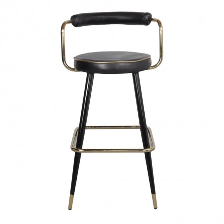TABURETE ALTO DE METAL Y PIEL GATIMBER