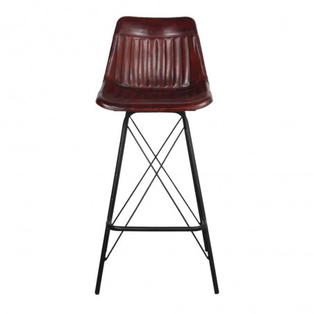 TABURETE ALTO DE METAL Y PIEL WARREN