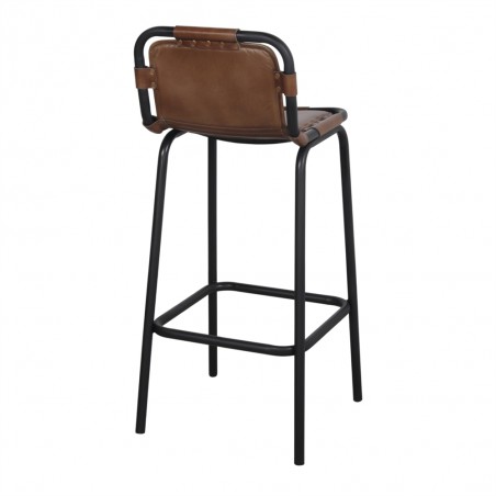 TABURETE ALTO DE METAL Y PIEL IGOR