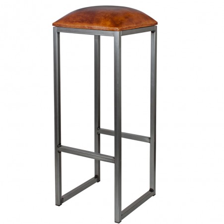 TABURETE ALTO METAL Y PIEL COUNCIL