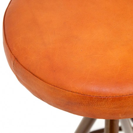 TABURETE ALTO DE METAL Y PIEL SILVER