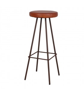 TABURETE ALTO DE METAL Y PIEL HEBDO