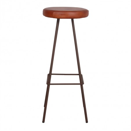 TABURETE ALTO DE METAL Y PIEL HEBDO