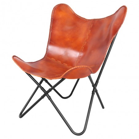 SILLÓN DE PIEL BUTTERFLY CARAMEL