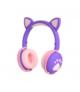 Auriculares Inalámbricos Niñ@s Bluetooth Orejitas con Huella Violeta