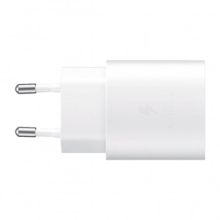 Cargador de red compatible Samsung Carga Rápida 25W USB-C (EP-TA800EBE + EPDG977BBE 2A) Blanco