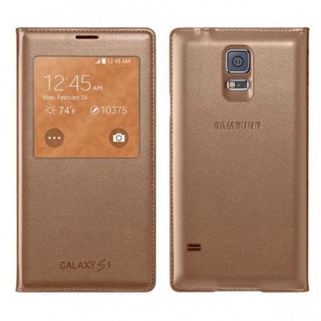 Funda Samsung S view EF-CG900BFEGWW rosa dorado para Galaxy s5