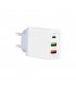 Cargador de red 30W PD 5.4A Fast Charge (1xUSB-C 12W + 2xUSB-A 18W) Blanco