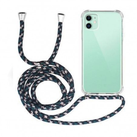 Funda Móvil Colgante para iPhone 11 Cuerda Verde y Negro