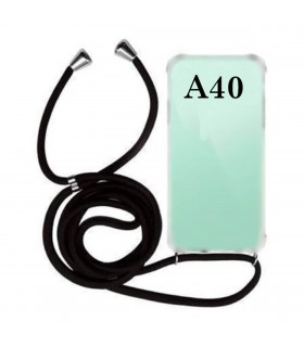 Funda Móvil Colgante para Samsung Galaxy A40 Cuerda Negra