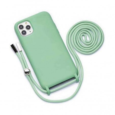 Funda móvil colgante con cuerda para iPhone SE 2020 / 8 / 7 silicona premium Verde
