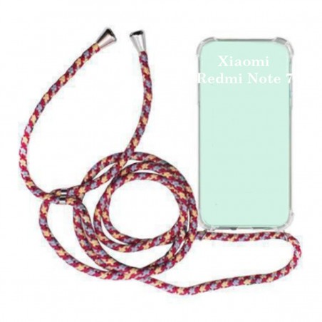 Funda Móvil Colgante para Xiaomi Redmi Note 8T Cuerda Rojo Burdeos y Azul