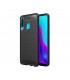 Funda silicona Huawei P30 Lite Inserciones simil a fibra de carbono negro