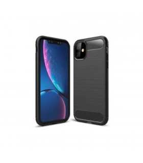 Funda silicona negra iPhone 11 inserciones simil a fibra de carbono