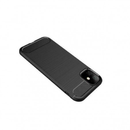 Funda silicona negra iPhone 11 inserciones simil a fibra de carbono