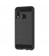 Funda Samsung Galaxy A20e de silicona con inserciones simil a fibra de carbono negro