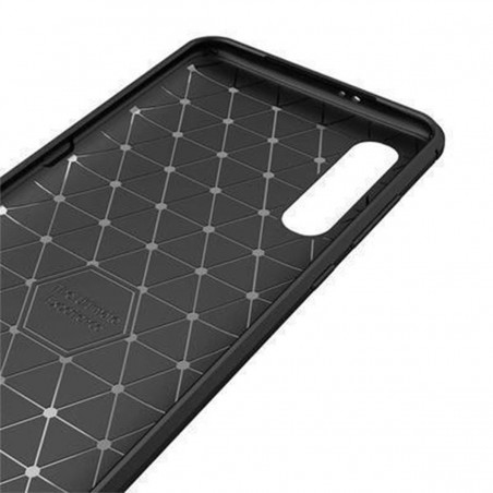 Funda Silicona Xiaomi Mi 9 FSAPXM9 fibra carbono Negra