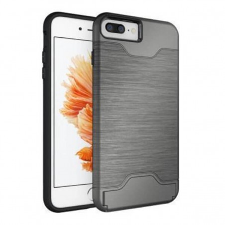 Carcasa con tarjetero y soporte plata para iPhone 7 Plus / 8 Plus