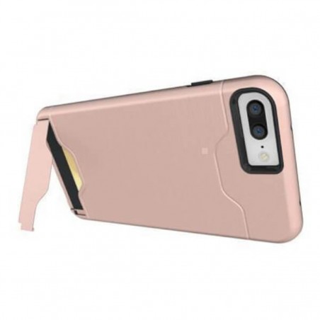 Carcasa con tarjetero y soporte rosa para iPhone 7 Plus / 8 Plus