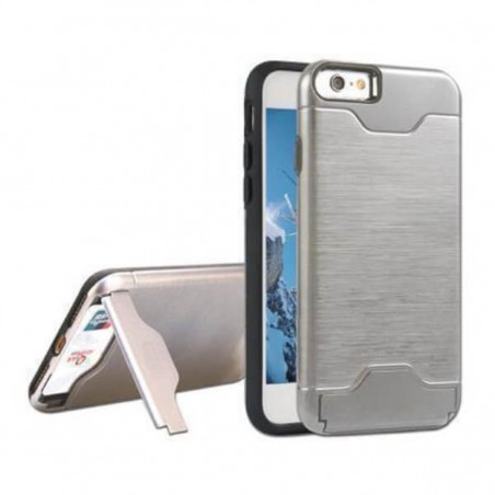 Carcasa con tarjetero y soporte plata para iPhone 7/8