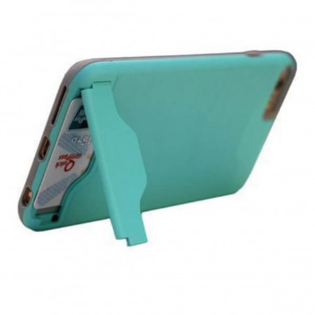 Carcasa con tarjetero y soporte turquesa para iPhone 7/8