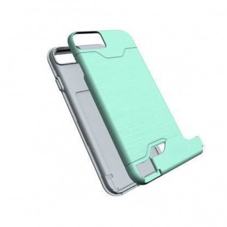 Carcasa con tarjetero y soporte turquesa para iPhone 7/8