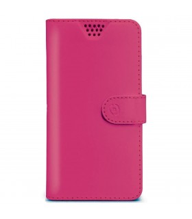 Funda Celly universal XXL tipo libro rosa para móviles de 5,7"